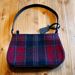 Eddie Bauer Wool and Leather handbag, red and black plaid